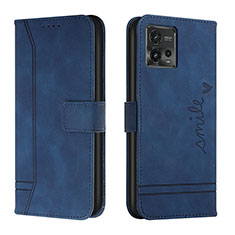 Funda de Cuero Cartera con Soporte Carcasa H01X para Motorola Moto G72 Azul