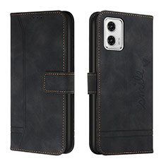 Funda de Cuero Cartera con Soporte Carcasa H01X para Motorola Moto G73 5G Negro