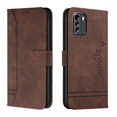 Funda de Cuero Cartera con Soporte Carcasa H01X para Nokia G60 5G Marron