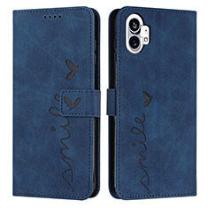 Funda de Cuero Cartera con Soporte Carcasa H01X para Nothing Phone 1 Azul