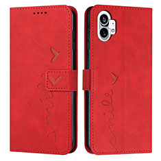 Funda de Cuero Cartera con Soporte Carcasa H01X para Nothing Phone 1 Rojo