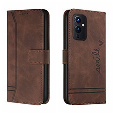 Funda de Cuero Cartera con Soporte Carcasa H01X para OnePlus 9 5G Marron