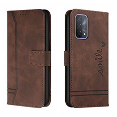 Funda de Cuero Cartera con Soporte Carcasa H01X para Oppo A74 4G Marron