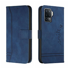 Funda de Cuero Cartera con Soporte Carcasa H01X para Oppo F19 Pro Azul