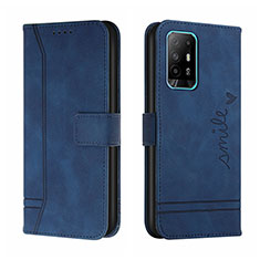 Funda de Cuero Cartera con Soporte Carcasa H01X para Oppo F19 Pro+ Plus 5G Azul