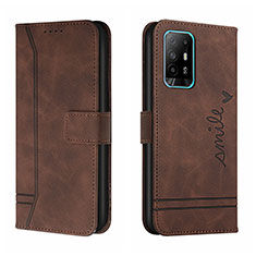 Funda de Cuero Cartera con Soporte Carcasa H01X para Oppo F19 Pro+ Plus 5G Marron