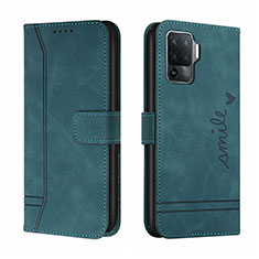 Funda de Cuero Cartera con Soporte Carcasa H01X para Oppo F19 Pro Verde