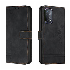 Funda de Cuero Cartera con Soporte Carcasa H01X para Oppo F19s Negro