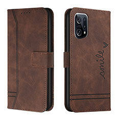 Funda de Cuero Cartera con Soporte Carcasa H01X para Oppo Find X5 5G Marron