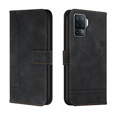 Funda de Cuero Cartera con Soporte Carcasa H01X para Oppo Reno5 Lite Negro