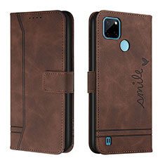 Funda de Cuero Cartera con Soporte Carcasa H01X para Realme C21Y Marron