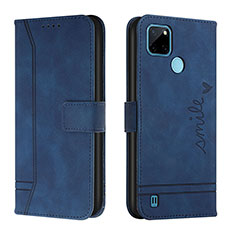 Funda de Cuero Cartera con Soporte Carcasa H01X para Realme C25Y Azul