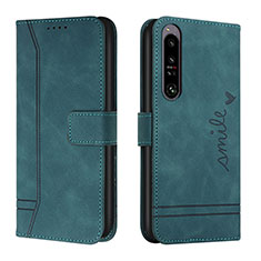 Funda de Cuero Cartera con Soporte Carcasa H01X para Sony Xperia 1 IV Verde