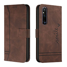 Funda de Cuero Cartera con Soporte Carcasa H01X para Sony Xperia 1 V Marron