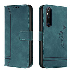 Funda de Cuero Cartera con Soporte Carcasa H01X para Sony Xperia 1 V Verde