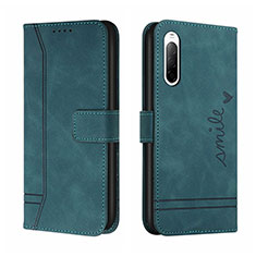 Funda de Cuero Cartera con Soporte Carcasa H01X para Sony Xperia 10 II Verde