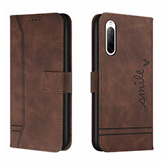 Funda de Cuero Cartera con Soporte Carcasa H01X para Sony Xperia 10 III Marron