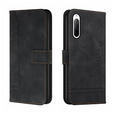 Funda de Cuero Cartera con Soporte Carcasa H01X para Sony Xperia 10 III Negro