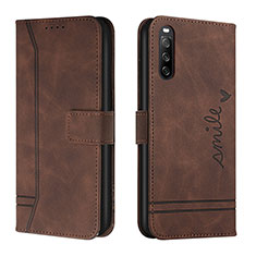 Funda de Cuero Cartera con Soporte Carcasa H01X para Sony Xperia 10 IV Marron