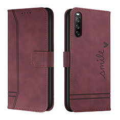 Funda de Cuero Cartera con Soporte Carcasa H01X para Sony Xperia 10 IV Rojo