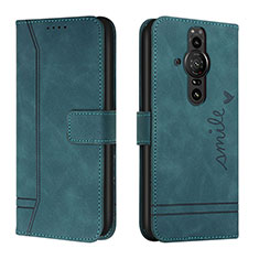 Funda de Cuero Cartera con Soporte Carcasa H01X para Sony Xperia PRO-I Verde