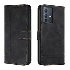 Funda de Cuero Cartera con Soporte Carcasa H01X para Vivo V23 5G Negro