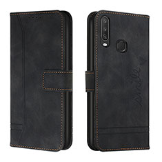 Funda de Cuero Cartera con Soporte Carcasa H01X para Vivo Y12 Negro