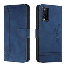 Funda de Cuero Cartera con Soporte Carcasa H01X para Vivo Y12A Azul