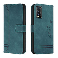 Funda de Cuero Cartera con Soporte Carcasa H01X para Vivo Y12A Verde