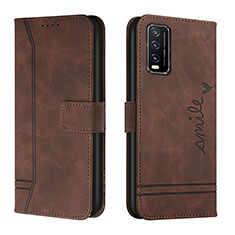 Funda de Cuero Cartera con Soporte Carcasa H01X para Vivo Y12G Marron