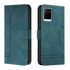 Funda de Cuero Cartera con Soporte Carcasa H01X para Vivo Y21 Verde