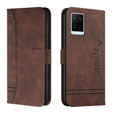 Funda de Cuero Cartera con Soporte Carcasa H01X para Vivo Y21a Marron