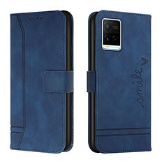 Funda de Cuero Cartera con Soporte Carcasa H01X para Vivo Y21e Azul