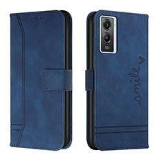 Funda de Cuero Cartera con Soporte Carcasa H01X para Vivo Y55s (2021) Azul