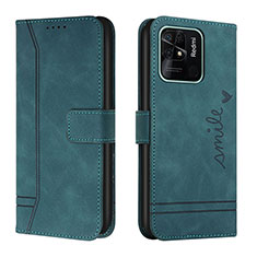 Funda de Cuero Cartera con Soporte Carcasa H01X para Xiaomi Redmi 10C 4G Verde