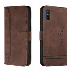 Funda de Cuero Cartera con Soporte Carcasa H01X para Xiaomi Redmi 9A Marron