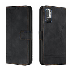 Funda de Cuero Cartera con Soporte Carcasa H01X para Xiaomi Redmi Note 10T 5G Negro