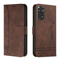 Funda de Cuero Cartera con Soporte Carcasa H01X para Xiaomi Redmi Note 11 4G (2022) Marron