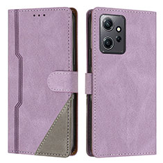 Funda de Cuero Cartera con Soporte Carcasa H01X para Xiaomi Redmi Note 12 4G Morado