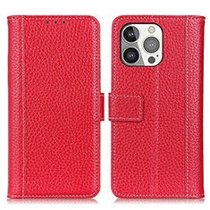 Funda de Cuero Cartera con Soporte Carcasa H02 para Apple iPhone 13 Pro Rojo