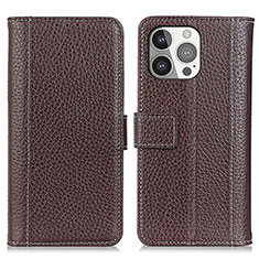 Funda de Cuero Cartera con Soporte Carcasa H02 para Apple iPhone 14 Pro Marron