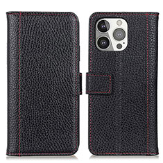 Funda de Cuero Cartera con Soporte Carcasa H02 para Apple iPhone 14 Pro Max Negro