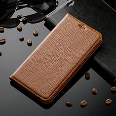 Funda de Cuero Cartera con Soporte Carcasa H02P para Apple iPhone 12 Marron Claro