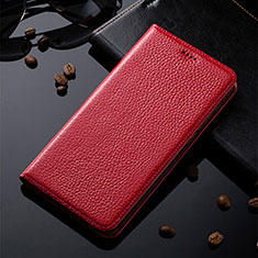 Funda de Cuero Cartera con Soporte Carcasa H02P para Apple iPhone Xs Rojo