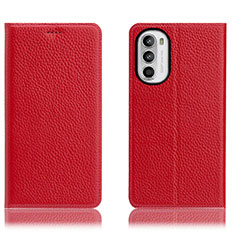 Funda de Cuero Cartera con Soporte Carcasa H02P para Motorola Moto Edge (2022) 5G Rojo