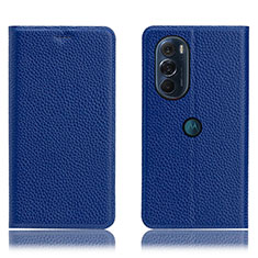 Funda de Cuero Cartera con Soporte Carcasa H02P para Motorola Moto Edge 30 Pro 5G Azul