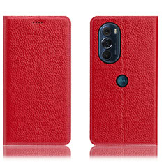 Funda de Cuero Cartera con Soporte Carcasa H02P para Motorola Moto Edge 30 Pro 5G Rojo