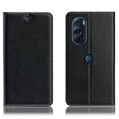 Funda de Cuero Cartera con Soporte Carcasa H02P para Motorola Moto Edge Plus (2022) 5G Negro