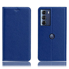 Funda de Cuero Cartera con Soporte Carcasa H02P para Motorola Moto Edge S30 5G Azul