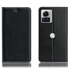 Funda de Cuero Cartera con Soporte Carcasa H02P para Motorola Moto Edge X30 Pro 5G Negro